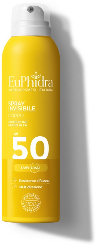 Euphidra Spray Solare Invisibile 200 ml Corpo SPF 50+ Protezione Molto Alta Resistente All'Acqua