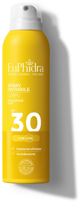 Euphidra Spray Solare Invisibile 200 ml Corpo SPF 30 Protezione Alta Resistente All'Acqua