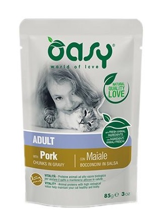 Oasy Gatto Bocconcini In Salsa Adulto Maiale 85 Gr