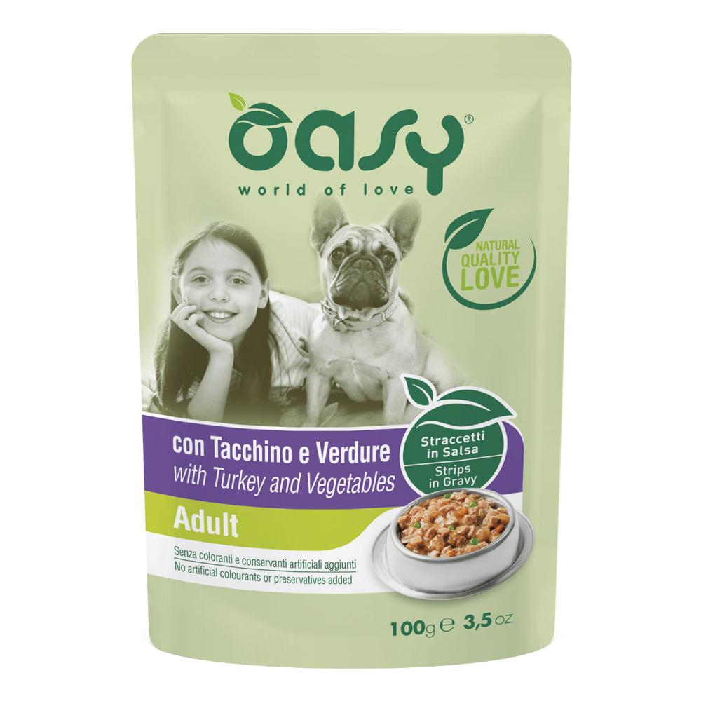 Oasy Cane Straccetti In Salsa Adulto Tacchino &amp; Verdure 100 Gr