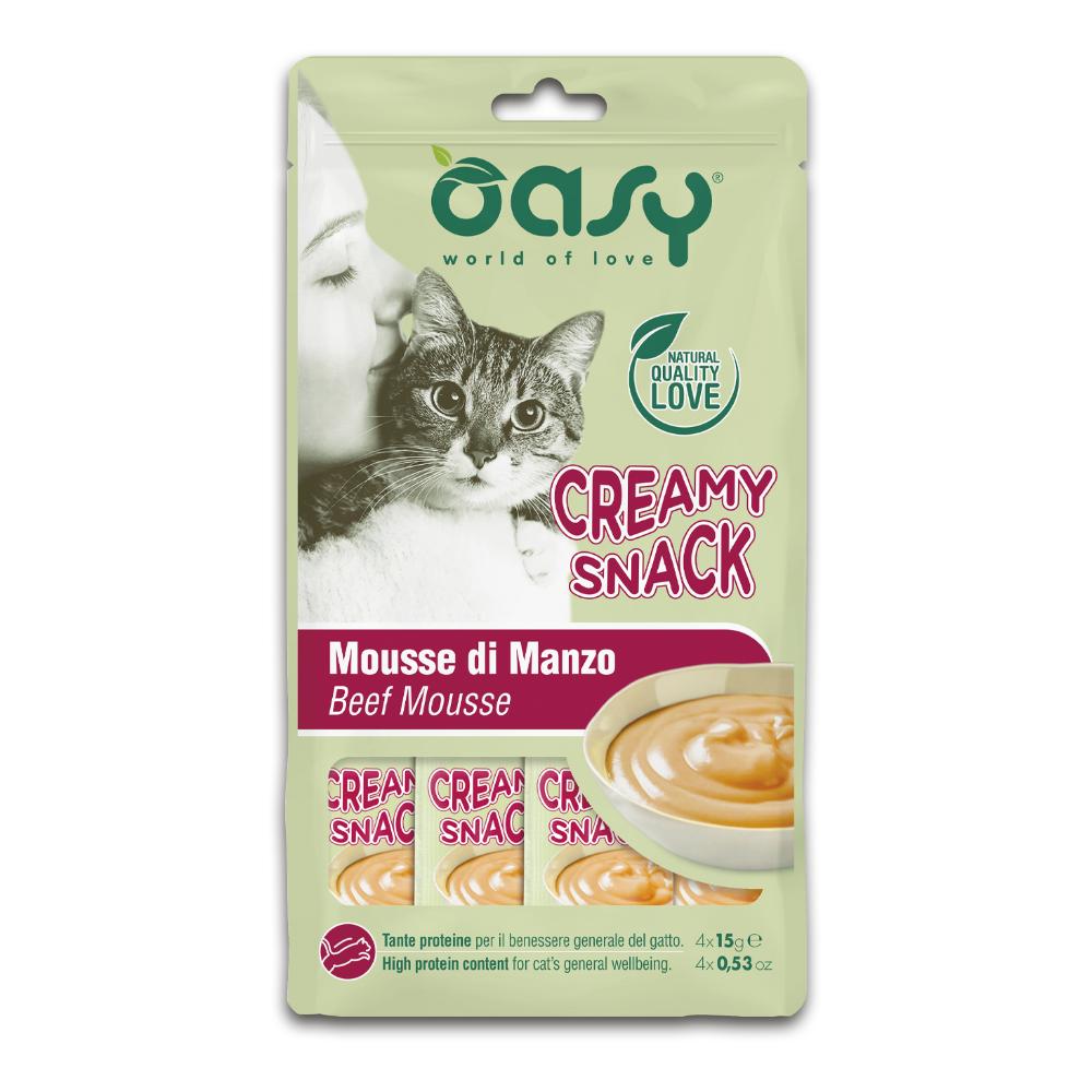 Oasy Gatto Snack Creamy Mousse Di Manzo Cf. (4X15) Gr