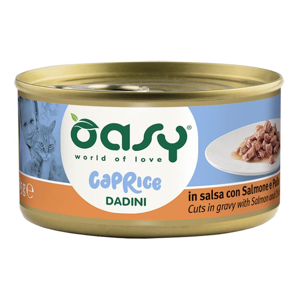 Oasy Gatto Caprice Dadini In Salsa Adulto Salmone &amp; Pollo 85 Gr — confronto prezzi