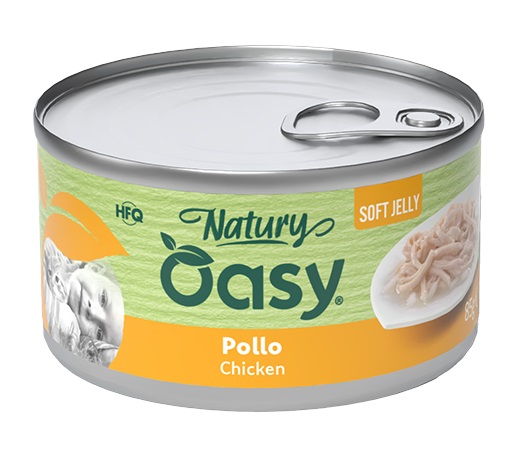 Oasy wet cat natury soft jelly pollo lattina 85 g