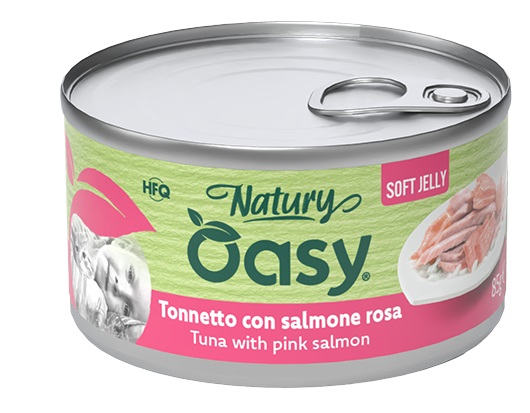 Oasy wet cat natury soft jelly tonnetto con salmone rosa lattina 85 g
