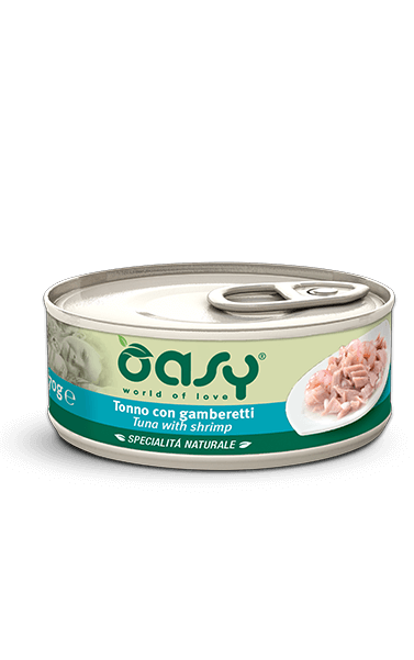 Oasy wet cat natury soft jelly tonnetto con gamberone lattina 85 g