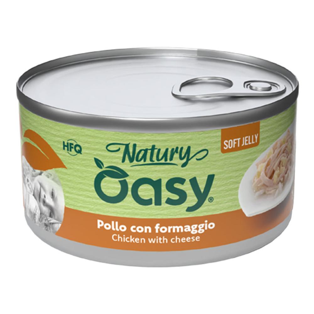 Oasy wet cat natury soft jelly pollo con formaggio lattina 150 g