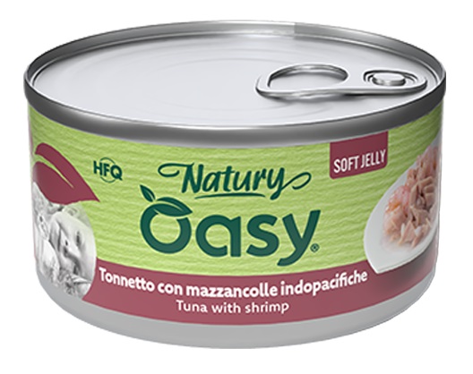 Oasy wet cat natury soft jelly tonnetto con mazzancolle lattina 150 g — confronto prezzi