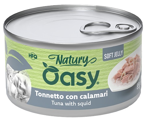 Oasy wet cat natury soft jelly tonnetto con calamari lattina 150 g — confronto prezzi