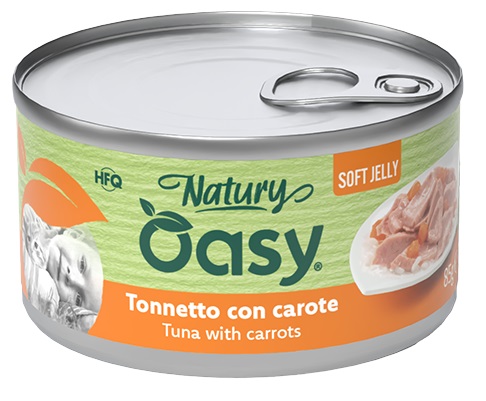 Oasy wet cat natury soft jelly tonnetto con carote lattina 150 g — confronto prezzi