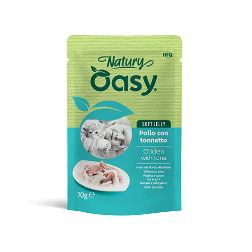 Oasy wet cat natury soft jelly pollo con tonnetto busta 70 g — confronto prezzi