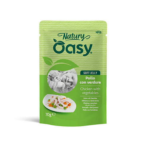Oasy wet cat natury soft jelly pollo con verdure busta 70 g — confronto prezzi