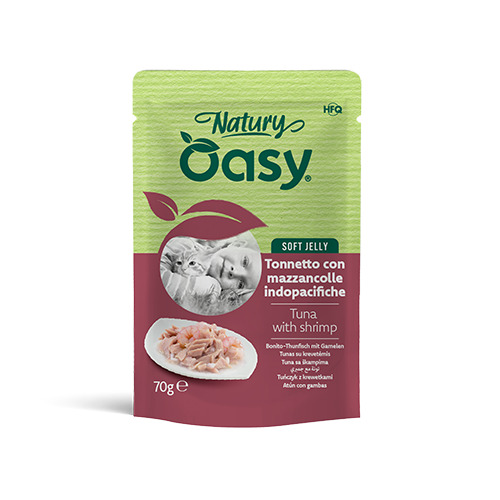 Oasy wet cat natury soft jelly tonnetto con mazzancolle busta 70 g — confronto prezzi