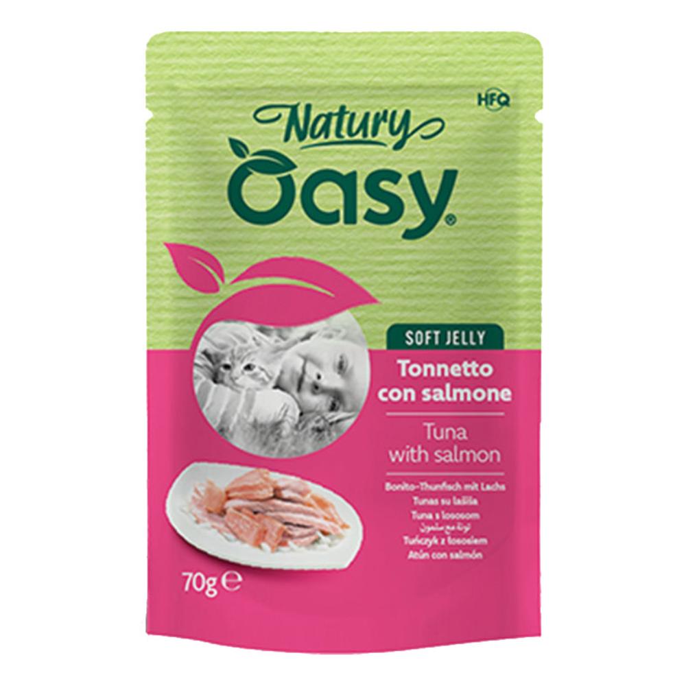 Oasy wet cat natury soft jelly tonnetto con salmone busta 70 g — confronto prezzi