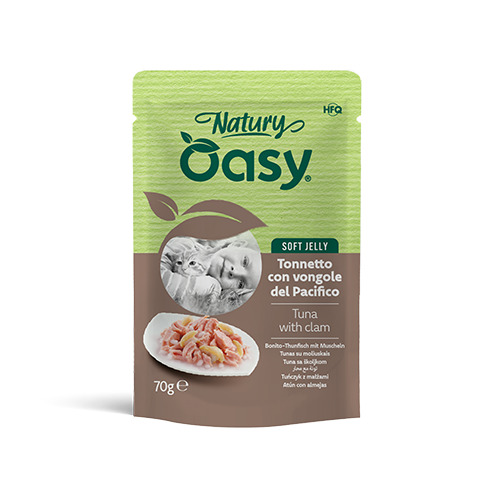 Oasy wet cat natury soft jelly tonnetto con vongole busta 70 g — confronto prezzi