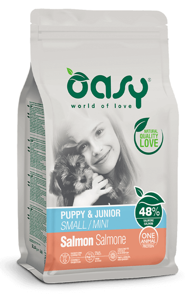 Oasy Dry Dog Monoprotein Puppy Small Mini Salmone Cibo Secco per Cani 2 Kg