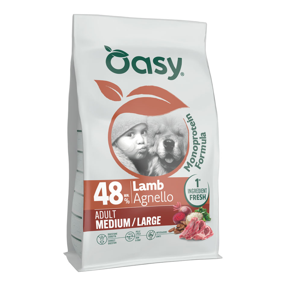 Oasy dry dog monoprotein adult medium large agnello 10 kg