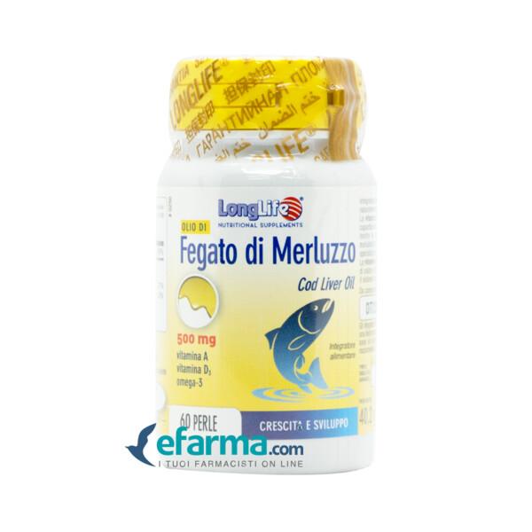 LongLife Olio di Fegato di Merluzzo Integratore Difese Immunitarie 500 mg 60 Perle