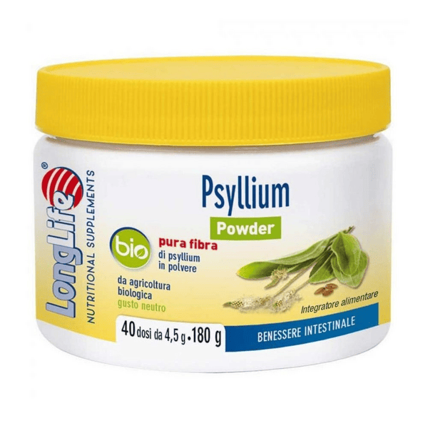 LongLife Psyllium Powder Bio Integratore di Fibra per Regolarità Intestinale Barattolo 180 g