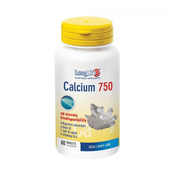 LongLife Calcium 750mg Integratore Supporto Ossa e Denti 60 tavolette
