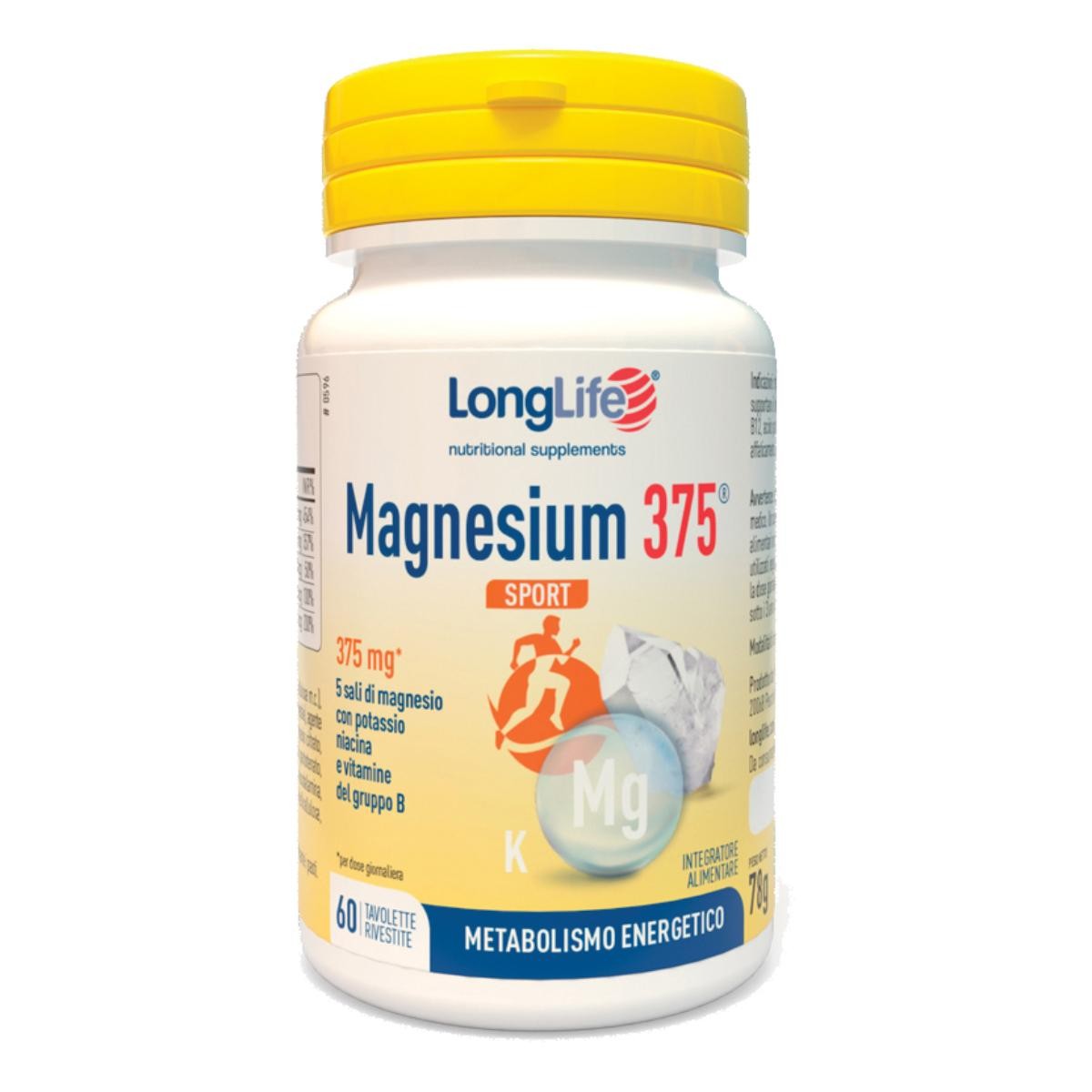 Longlife Magnesium 375 Sport Integratore Per Il Metabolismo Energetico 60 Tavolette — confronto prezzi