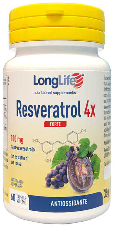 LongLife Resveratrol 4X Integratore Antiossidante e Cardiovascolare 60 Capsule