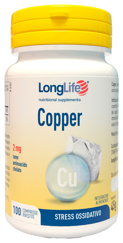 LongLife Copper 2 mg Integratore di Rame Antiossidante e Tessuti Connettivi 100 Compresse — confronto prezzi