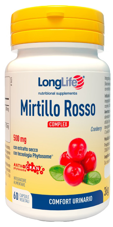 LongLife Mirtillo Rosso Complex Integratore per Benessere Vie Urinarie 60 Capsule