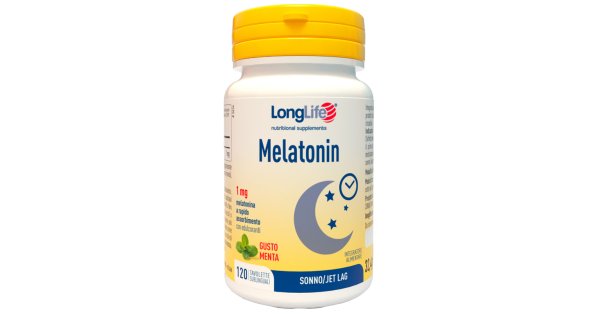 LongLife Melatonina 1 mg Gusto Menta Integratore per Addormentamento 120 Tavolette