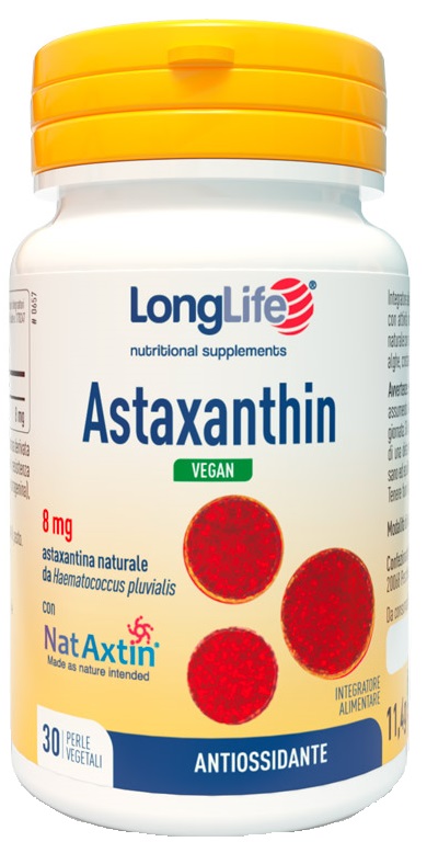 LongLife Astaxanthin Vegan 8 mg Integratore Antiossidante 30 Vegicaps