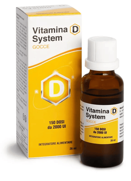 Sanifarma Vitamina D System 26ml Gocce Integratore per Sistema Immunitario 150 Dosi da 2000UI