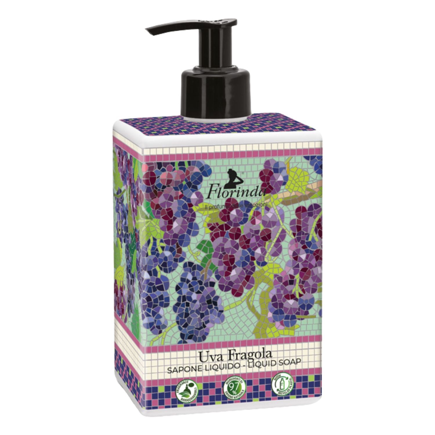 Florinda Uva Fragola | Sapone Liquido Mosaici Italiani | 500 ml