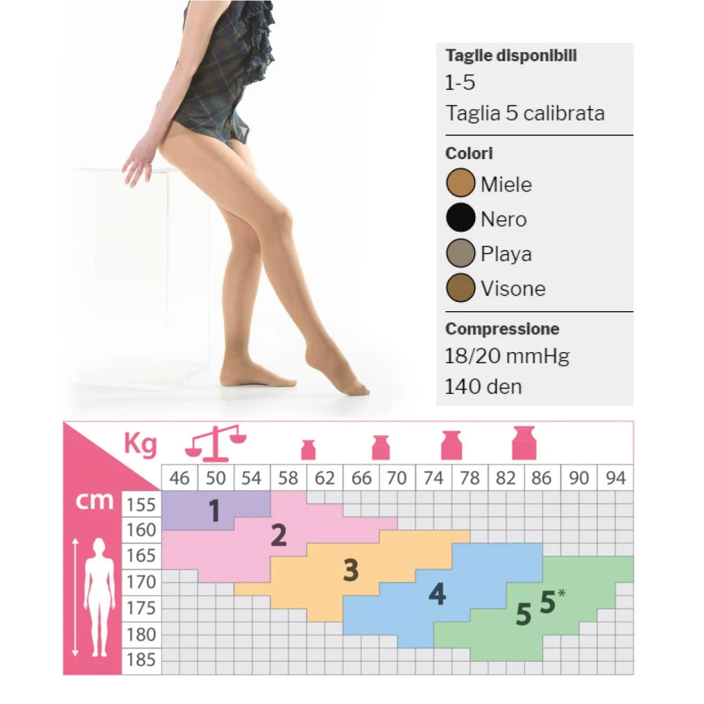 Kamila Collant Mabel 140 Den | Calza Elastica Miele | TG 5