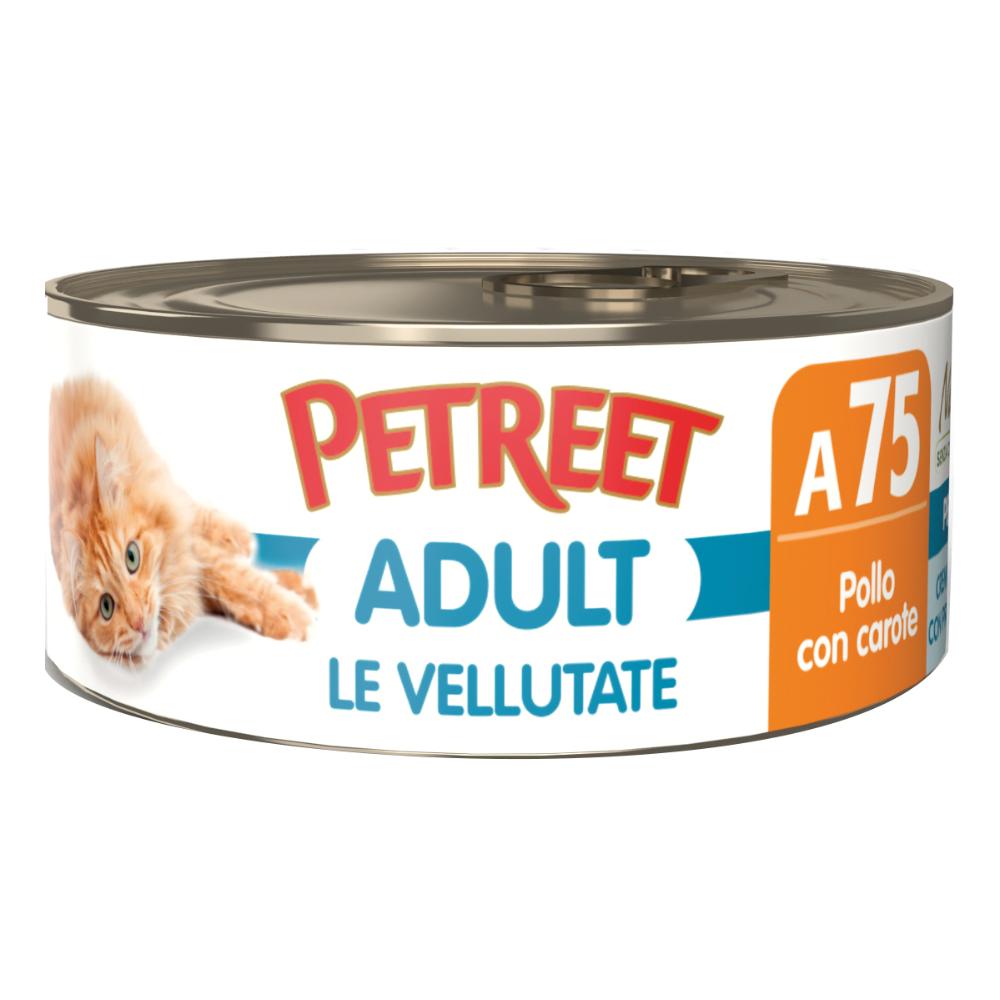 PETREET GATTO ADULT A75 VELLUTATE POLLO CAROTE 70GR (lattina)