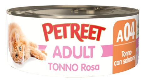 PETREET GATTO ADULT A04 TONNO ROSA SALMONE 70GR (lattina)