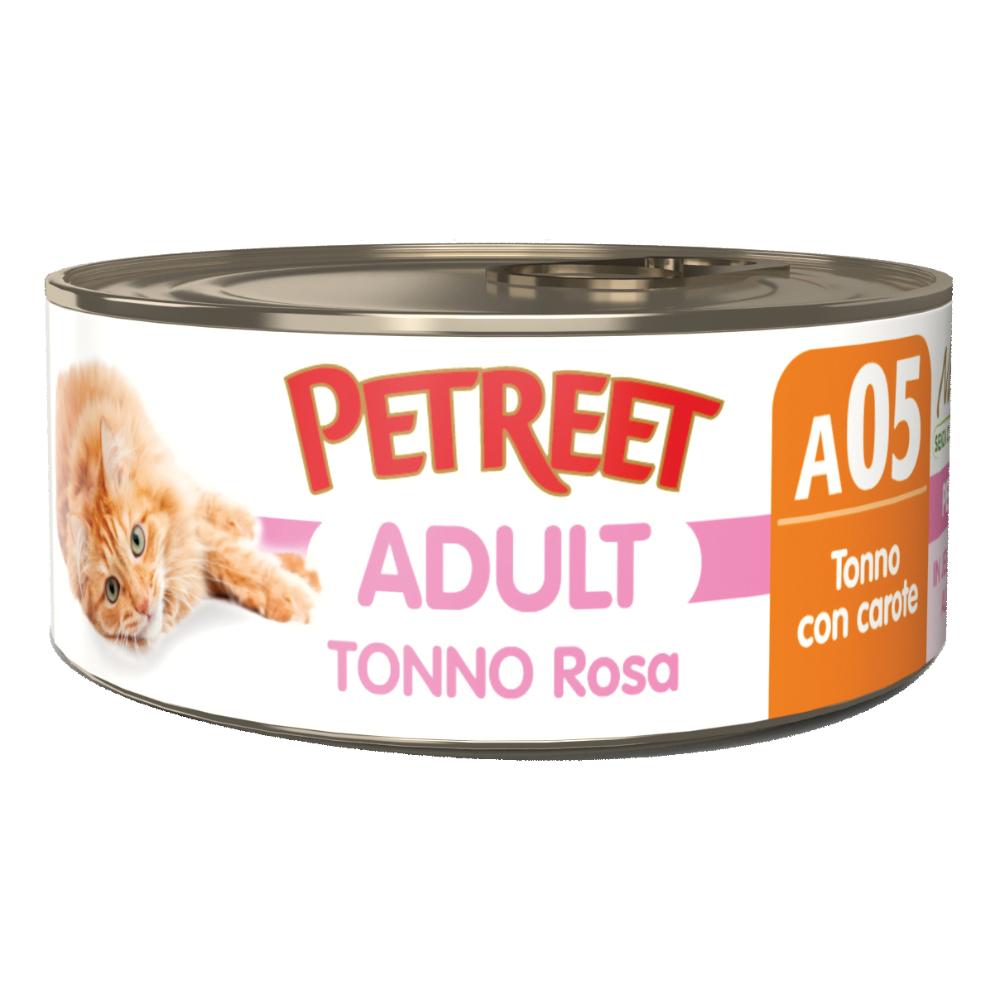 PETREET GATTO ADULT A05 TONNO ROSA CAROTE 70GR (lattina)
