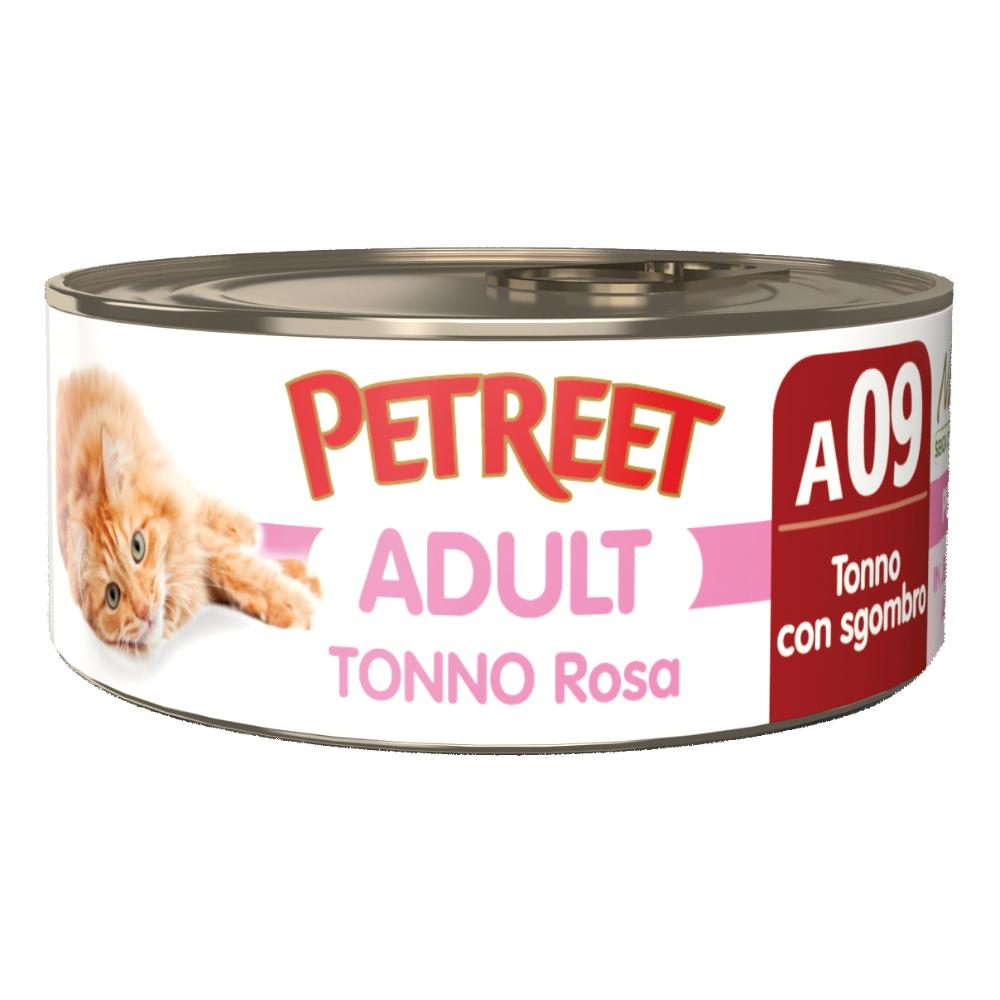 PETREET GATTO ADULT A09 TONNO ROSA SGOMBRO 70GR (lattina)