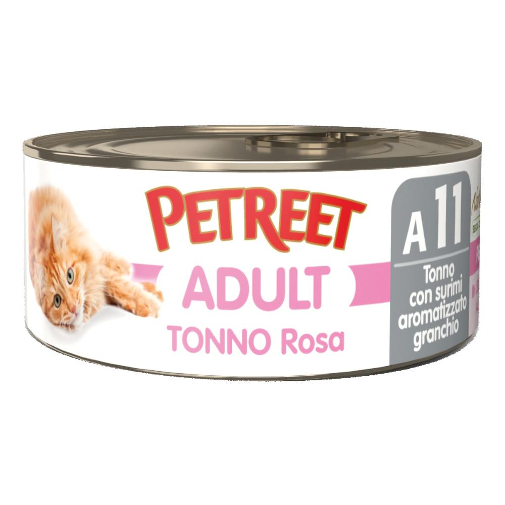 PETREET GATTO ADULT A11 TONNO ROSA SURIMI GRANCHIO 70GR (lattina)
