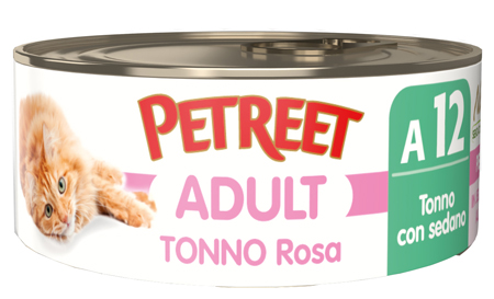 PETREET GATTO ADULT A12 TONNO ROSA SEDANO 70GR (lattina)