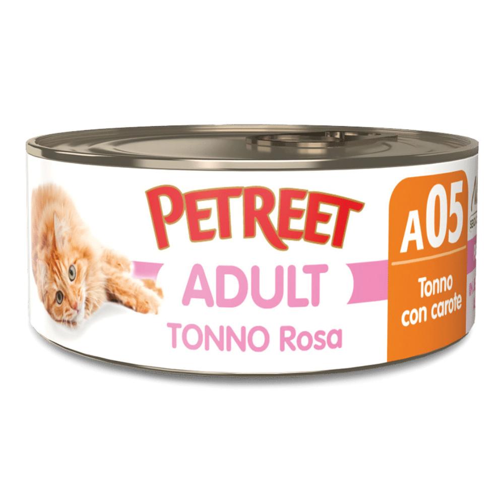 PETREET GATTO ADULT A05 TONNO ROSA CAROTE 6x70GR (lattina) MULTIPACK