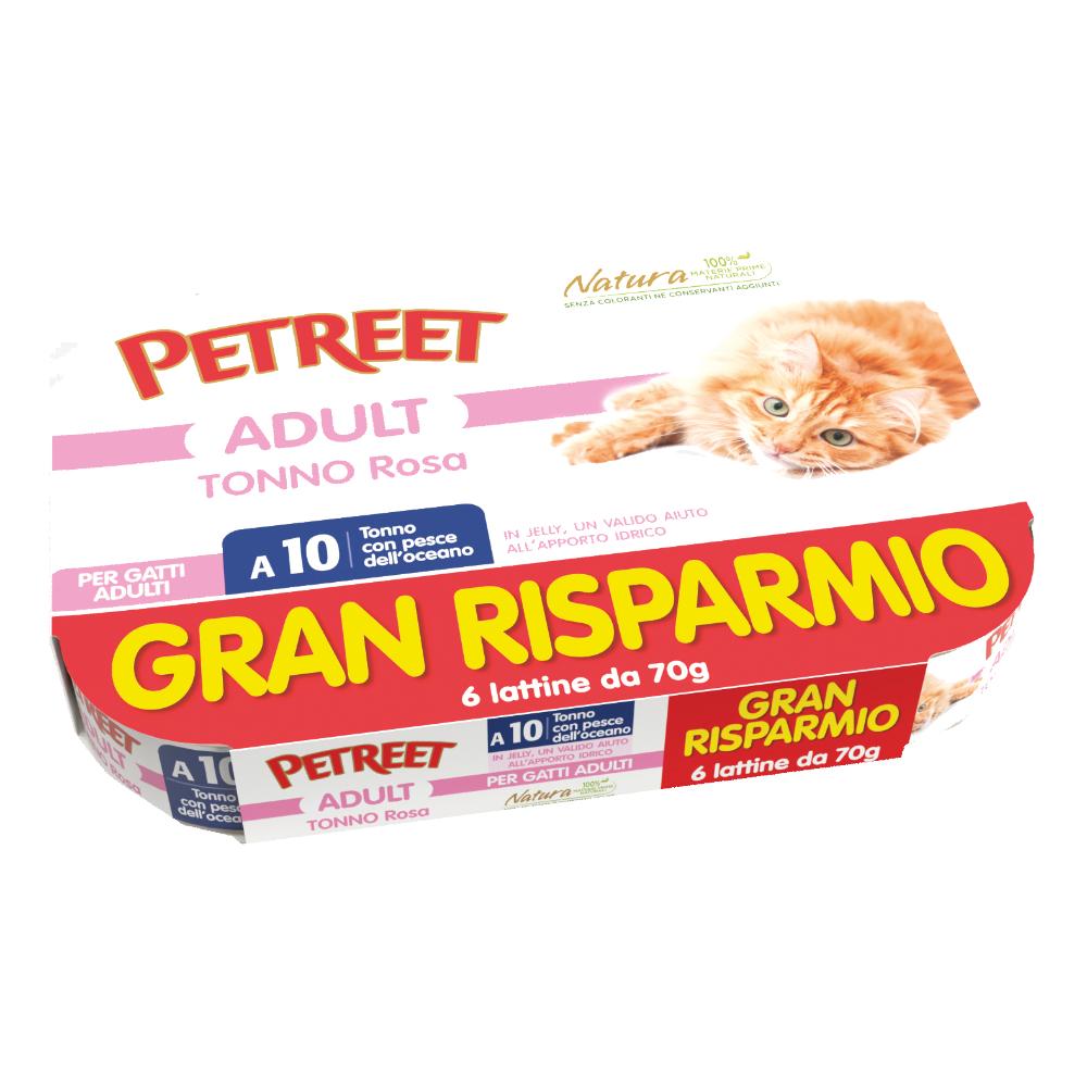 PETREET GATTO A10 TONNO ROSA PESCE DELL'OCEANO 6x70GR (lattina) MULTIPACK