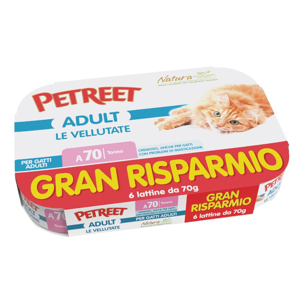 PETREET GATTO ADULT VELLUTATE A70 GRAN RISPARMIO TONNO 6x70GR (lattina) MULTIPACK — confronto prezzi