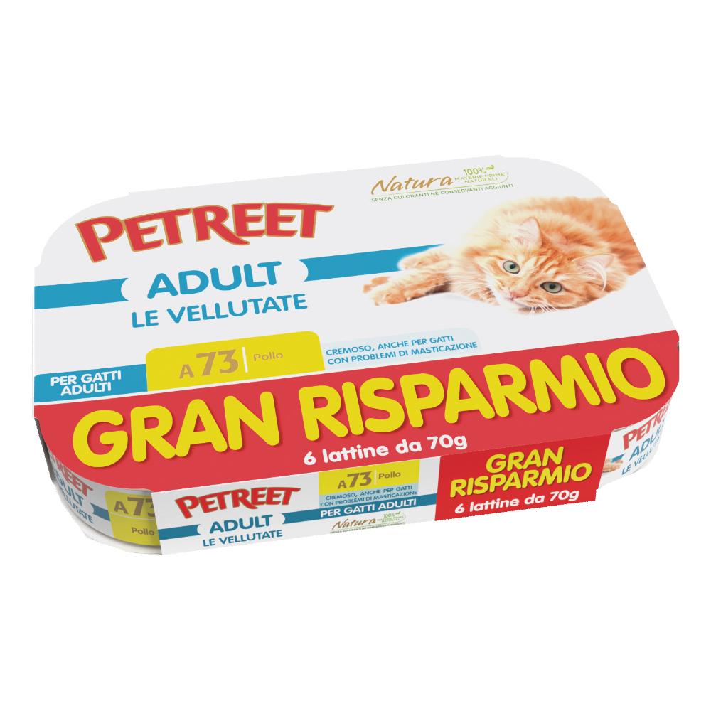 PETREET GATTO ADULT A73 VELLUTATE ADULT POLLO 6x70GR (lattina) MULTIPACK