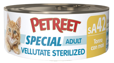 PETREET GATTO SPECIAL ADULT SA42 VELLUTATE STERILIZED TONNO MAIS 70GR (lattina)