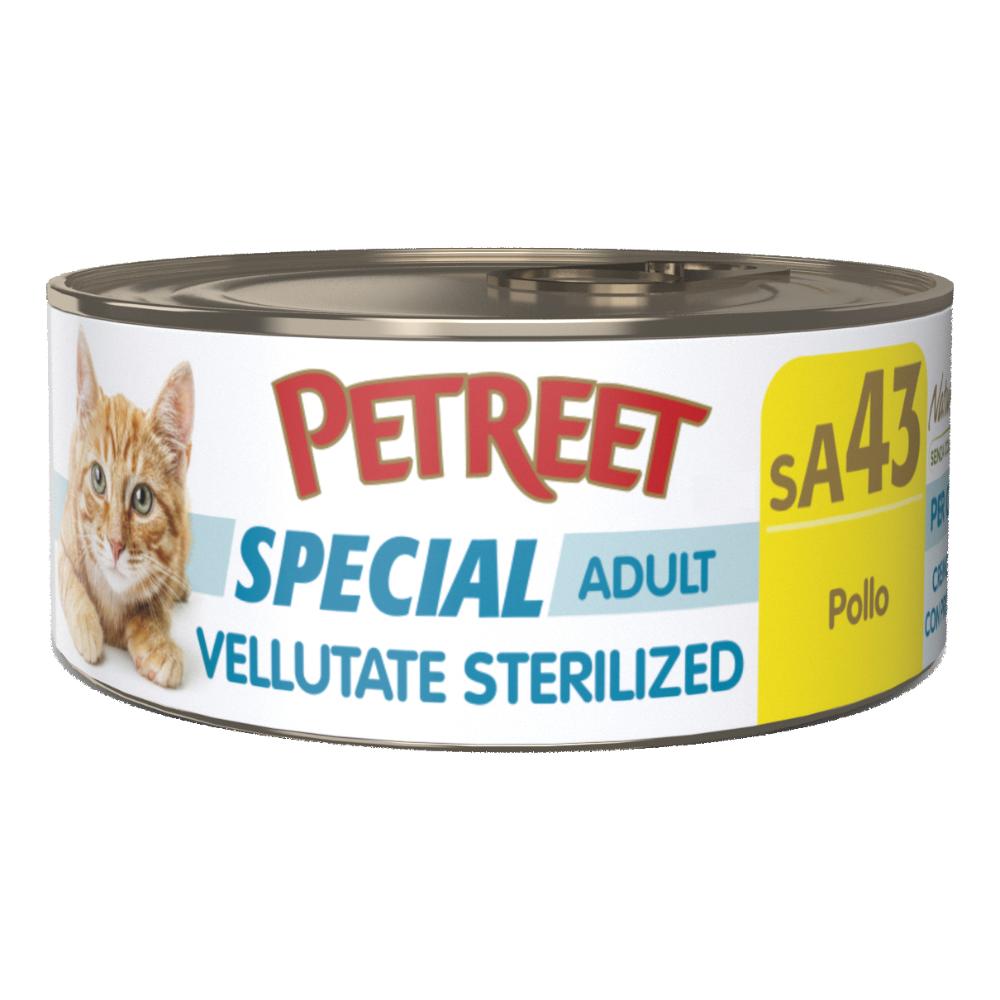 PETREET GATTO SPECIAL ADULT SA43 VELLUTATE STERILIZED POLLO 70GR (lattina)