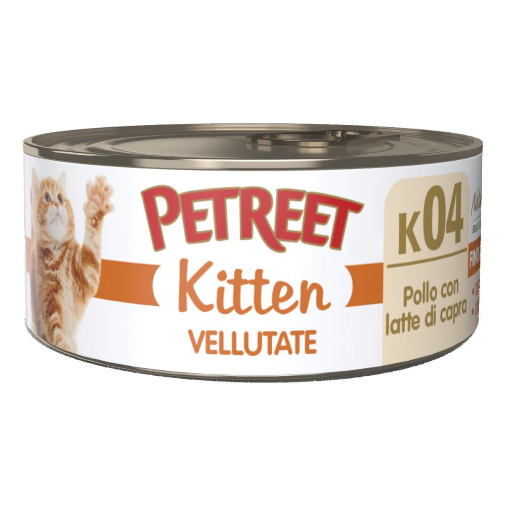 PETREET GATTO KITTEN K04 VELLUTATE POLLO LATTE DI CAPRA 60GR (lattina) — confronto prezzi