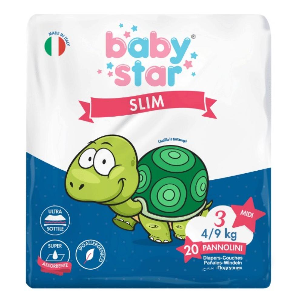 Farvima Medicinali Pannolini Babystar Slim 4/9kg Taglia 3 Midi 20 Pezzi