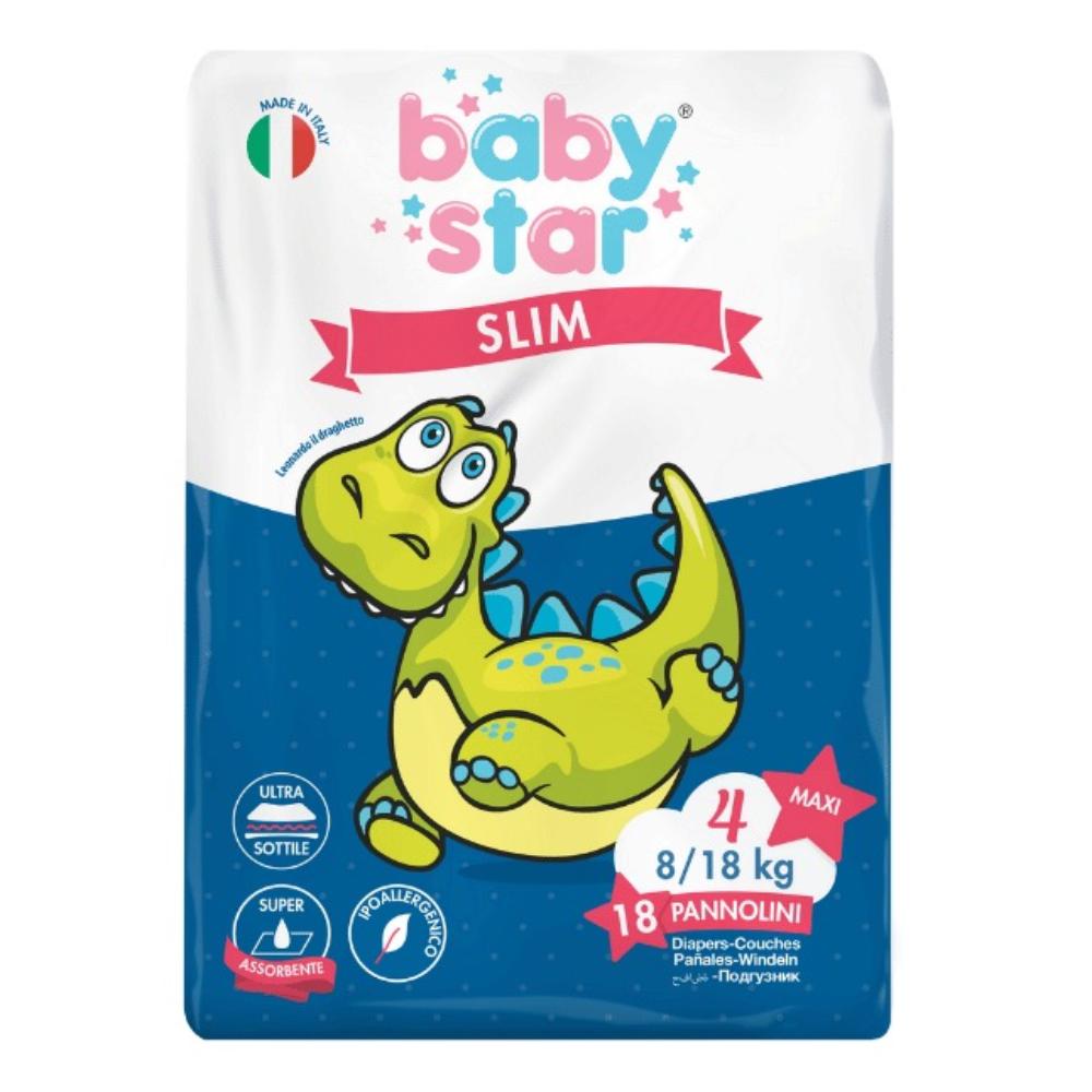 Pannolini babystar slim 8/18kg taglia 4 maxi 18 pezzi