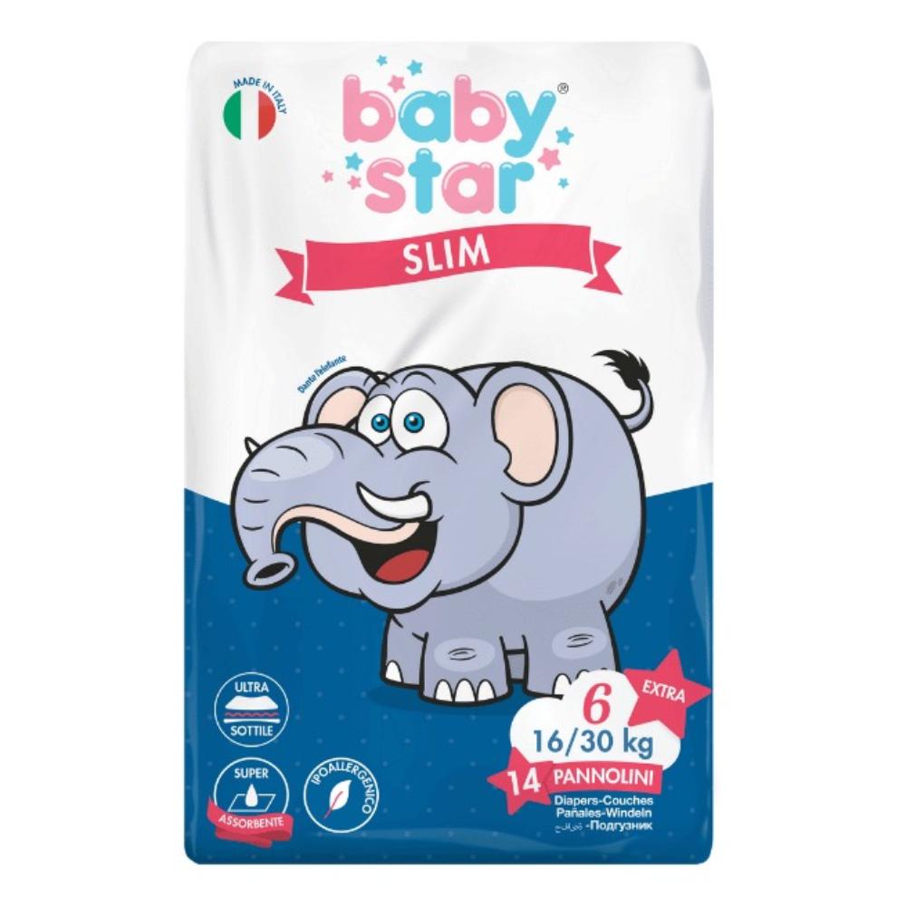 Farvima Medicinali Pannolini Babystar Slim 16/30kg Taglia 6 Extra Large 14 Pezz