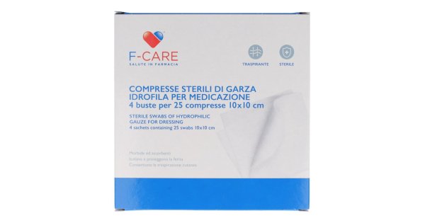F care garza compressa in cotone 12/8 10x10cm 100 pezzi