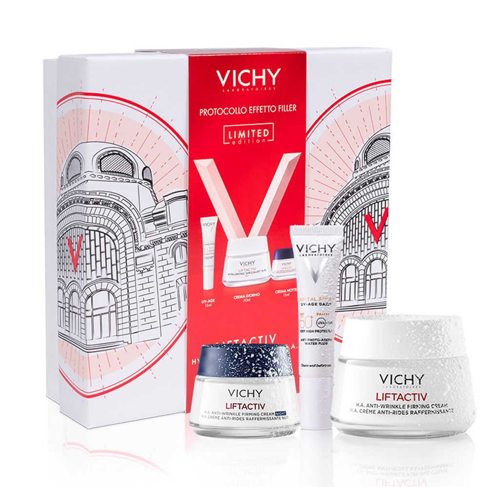 Vichy Cofanetto Spa Protocollo Antirughe Liftactiv HA Crema PNM 50ml + UVAGE 15ml Notte 1 pz Set